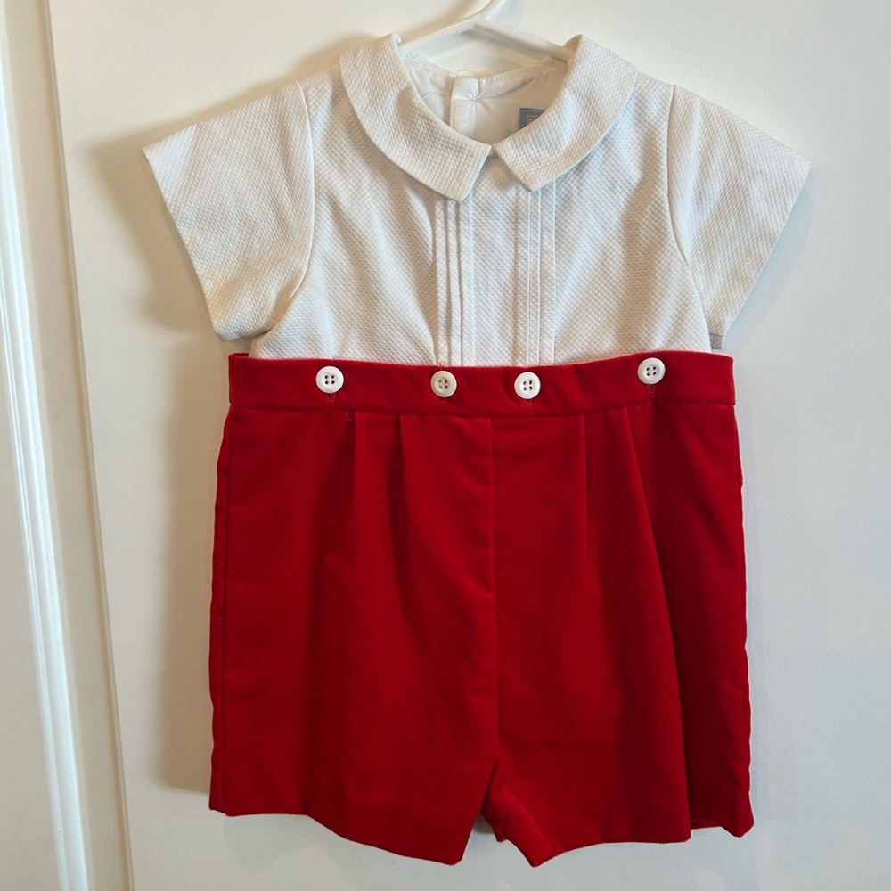 Heirloom Quality Classic Red and White Boys Special Occassion One Piece